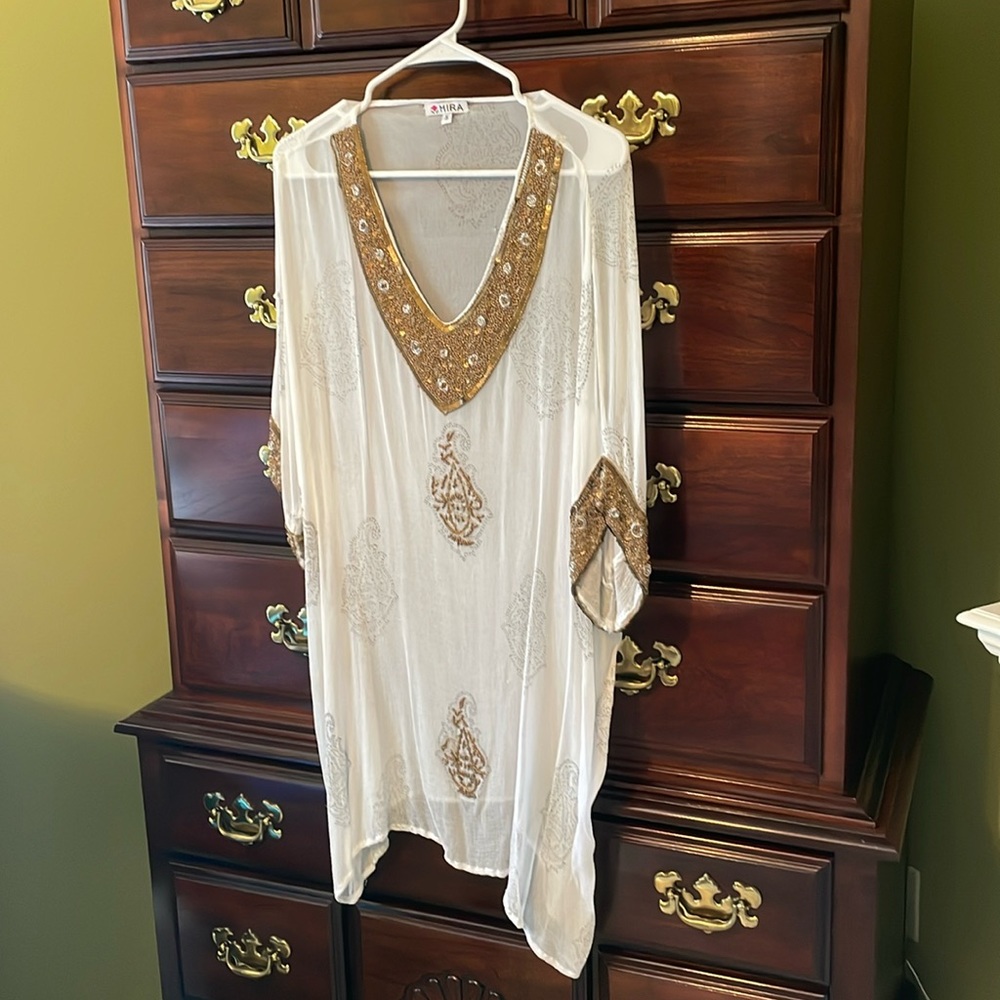 Mira coverup. Beautiful bead and sequin details. Handmade in the DR.